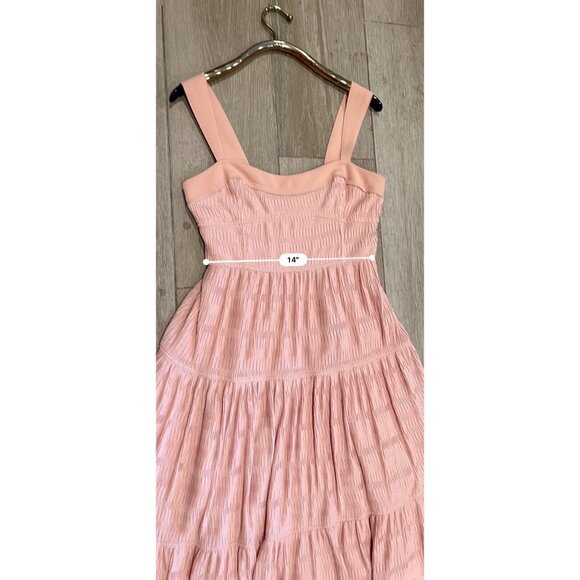 JONATHAN SIMKHAI Celleste Pink Plisse Midi Dress Size 8 - Picture 9 of 11